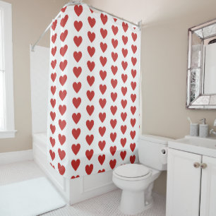 Classic Cute Red Heart Pattern  Shower Curtain
