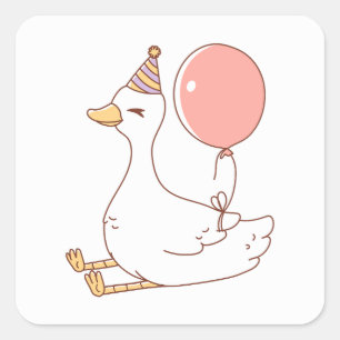Classic Cute Simple Colourful Birthday Goose Square Sticker