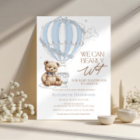 Classic Cute Teddy Bear Toile Balloon Baby Shower