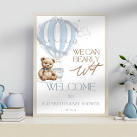 Classic Cute Teddy Bear Toile Balloon Welcome