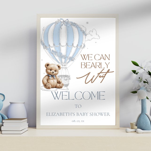 Classic Cute Teddy Bear Toile Balloon Welcome Poster (Creator Uploaded)