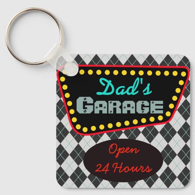 Classic Dad's Garage Keychain Gift (Front)