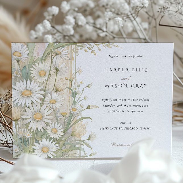Classic Daisies Elegant Pastel Wedding Invitation (Creator Uploaded)