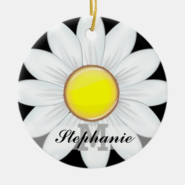 Classic Daisy Flower Ceramic Tree Decoration (Front)