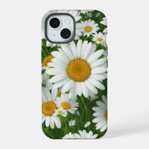 Classic daisy pattern white floral fields greenery iPhone 15 case
