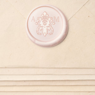 Classic Damask and Initials Wax Seal Sticker