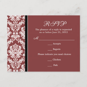 Classic Damask Burgundy RSVP Card