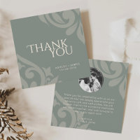 Classic Damask Elegant Earthy Olive Photo Wedding 