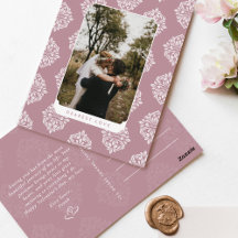 Classic Damask Elegant Script Valentine's Day Card