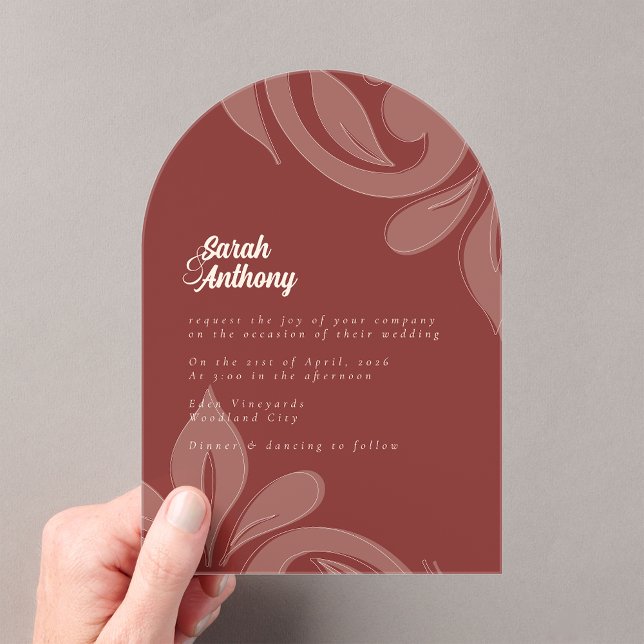 Classic Damask Grenache Wedding Acrylic Invitation (Creator Uploaded)