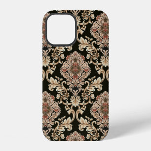 classic damask jacquard pattern with frameabstract iPhone 12 case
