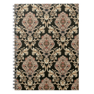 classic damask jacquard pattern with frameabstract notebook