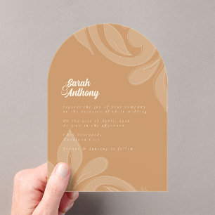 Classic Damask Mustard Wedding Acrylic Invitation