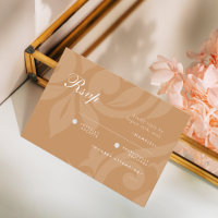 Classic Damask Ochre Photo Wedding RSVP