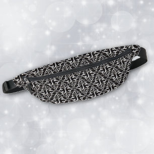 Classic Damask pattern in Black White With Scrolls Bum Bags