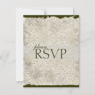 Classic Damask RSVP Cards, Olive Card