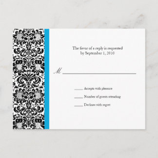 Classic Damask RSVP Invitation Postcard
