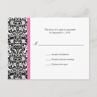 Classic Damask RSVP Reply Invitation Postcard