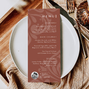 Classic Damask Sienna Photo Wedding Flat Menu