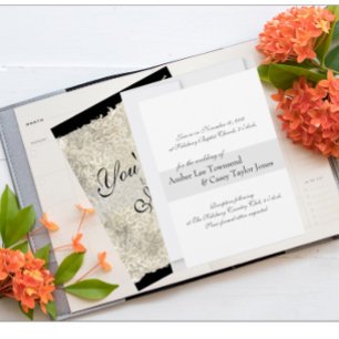 Classic Damask Wedding Invitations, Ebony Invitation