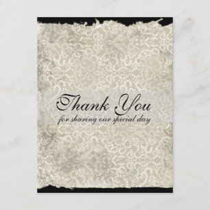 Classic Damask Wedding Thank You Notes, Black Card