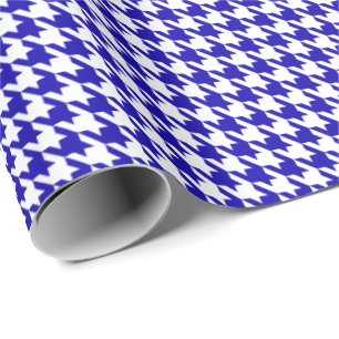 Classic Dark Blue and White Houndstooth Pattern  Wrapping Paper