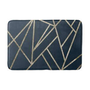 Classic Dark Blue Gold Geo #1 Bath Mat