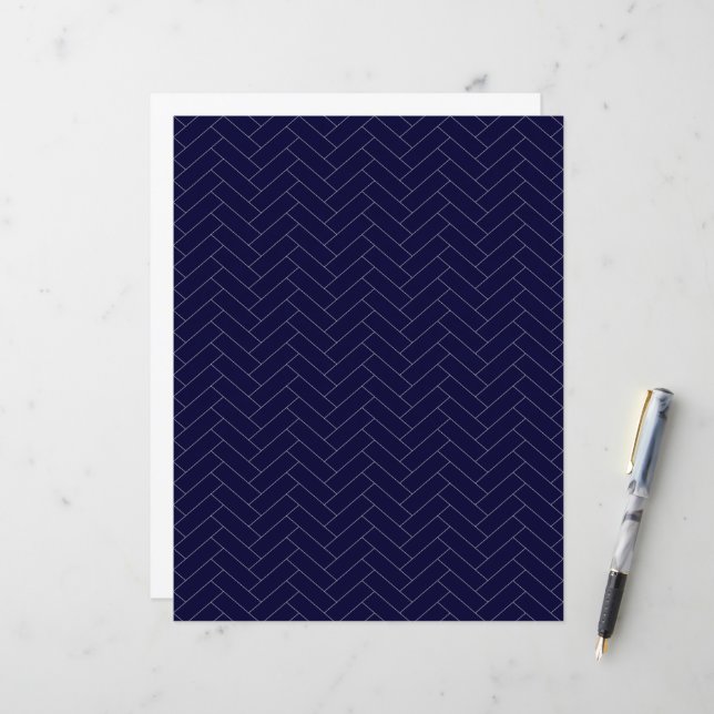 Classic Dark Blue Grey Herringbone Pattern (Front/Back In Situ)