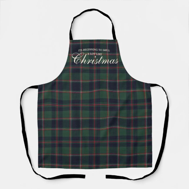 Classic Dark Blue Red Green Plaid Pattern Apron (Front)