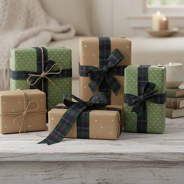 Classic Dark Blue Red Green Plaid Pattern Satin Ribbon (Creator Uploaded)