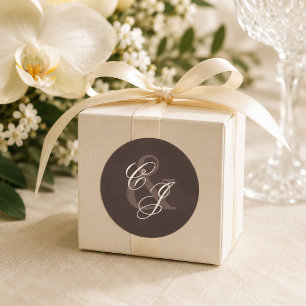Classic Dark Brown Old Money Wedding  Round Sticker