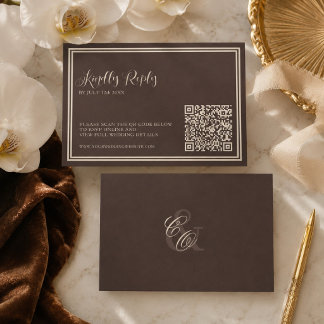 Classic Dark Brown Old Money Wedding RSVP Card
