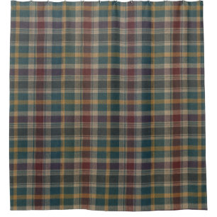 Classic Dark Green Burgundy Plaid Shower Curtain