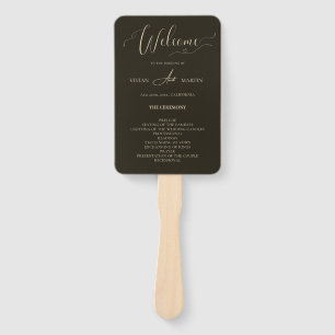 Classic Dark Green Chic Wedding Program Hand Fan
