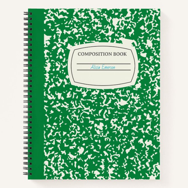 Classic Dark Green Customisable Composition  Notebook (Front)
