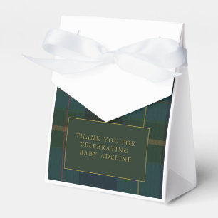 Classic Dark Green Plaid Baby Shower Favour Box