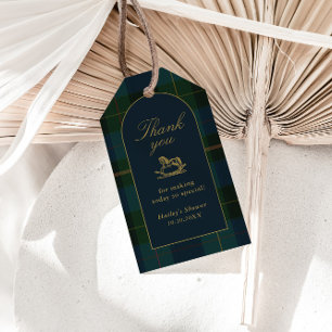 Classic Dark Green Plaid Thank You Favour Tags