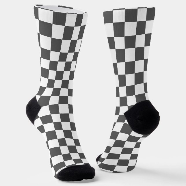 Classic dark grey chequerboard socks (Angled)