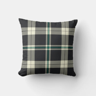 Classic Dark Navy and Green Tartan Plaid Pattern Cushion