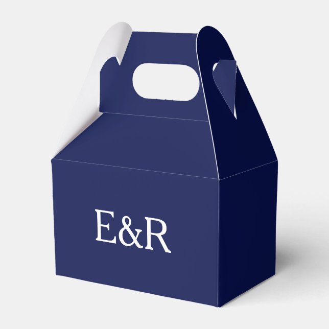 Classic Dark Navy Blue Wedding Favour Box (Front Side)
