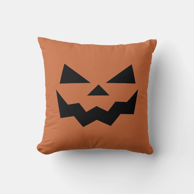 Classic Dark Orange Jack-o-lantern pumpkin face  Cushion (Front)
