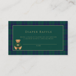 Classic Dark Plaid Lauren Inspired Baby Shower  Enclosure Card