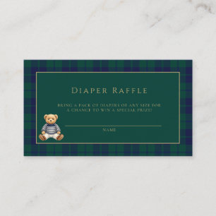 Classic Dark Plaid Lauren Inspired Baby Shower  Enclosure Card