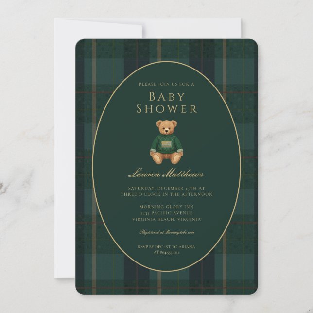 Classic Dark Plaid Lauren Inspired Baby Shower  Invitation (Front)