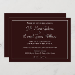 Classic Dark Plum and Grey Wedding Invitation