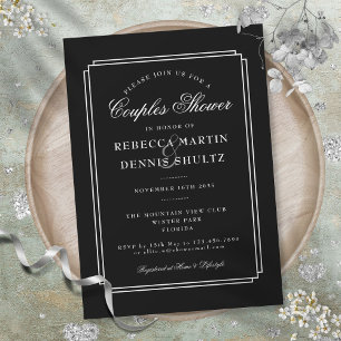Classic Deco Black and White Couples Shower Invitation