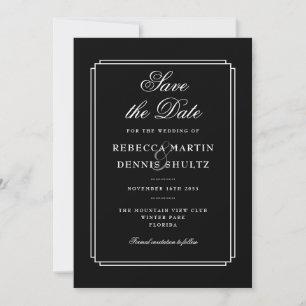 Classic Deco   Black and White Save the Date