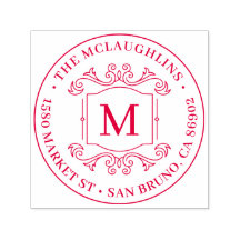 Classic Deco Monogram Round Return Address