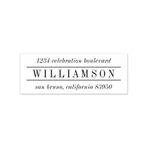 Classic Deco Typography Family Name Return Address Rubber Stamp