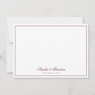 Classic Deep Burgundy Border Script Personalised Card
